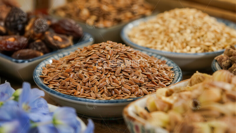 高清大图下载【趣麦麦图】亚麻籽  棕亮  益气  