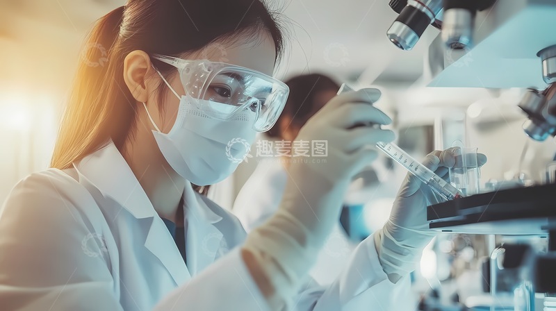 高清大图下载【趣麦麦图】实验室女科学家操作注射器