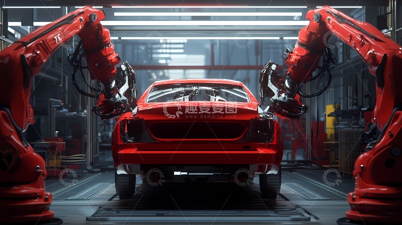 高清大图下载【趣麦麦图】未来感汽车制造机器人场景