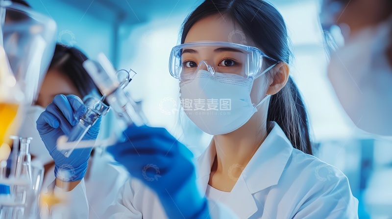 高清大图下载【趣麦麦图】实验室女科研人员操作器具