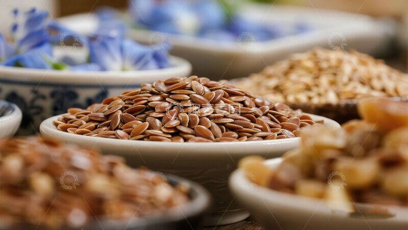 高清大图下载【趣麦麦图】亚麻籽  棕亮  润肺