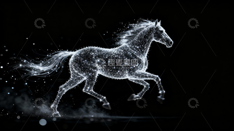 高清大图下载【趣麦麦图】骏马奔腾粒子弥散4