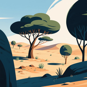 沙漠风景平面插画