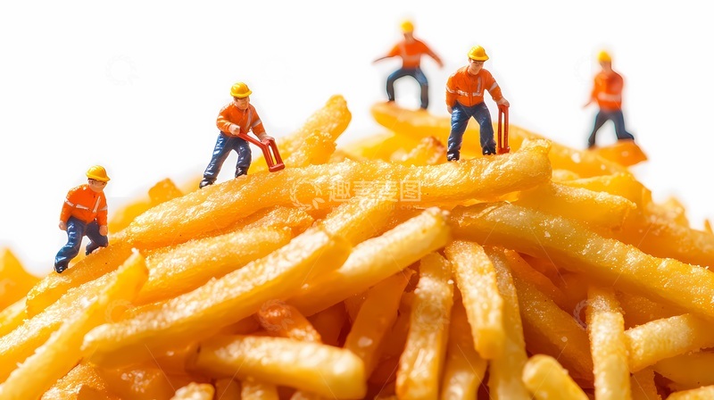 高清大图下载【趣麦麦图】创意迷你工人薯条场景