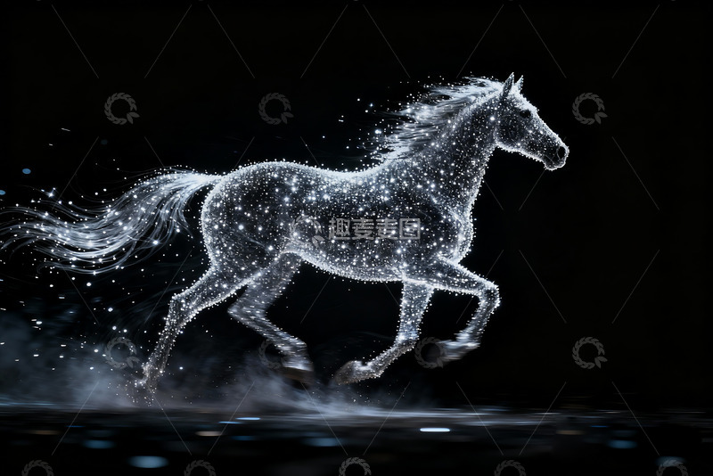 高清大图下载【趣麦麦图】骏马奔腾粒子弥散8