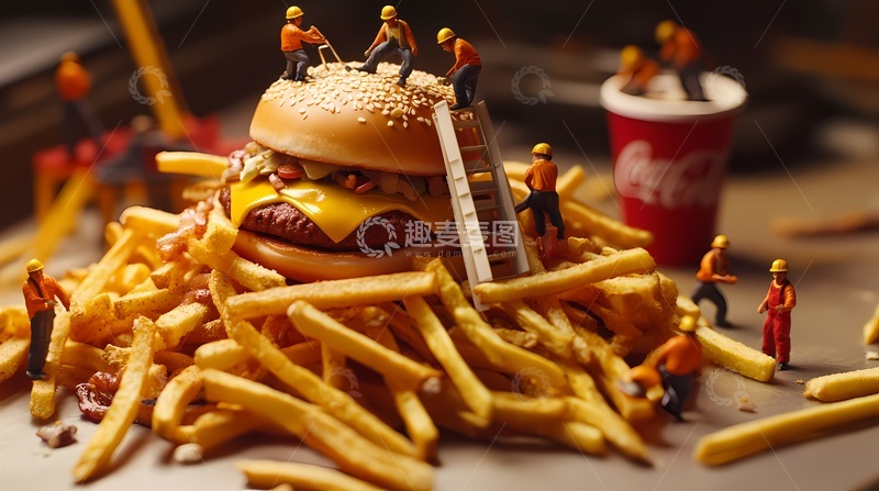 高清大图下载【趣麦麦图】微观世界汉堡薯条创意摄影