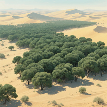 沙漠绿洲生机盎然