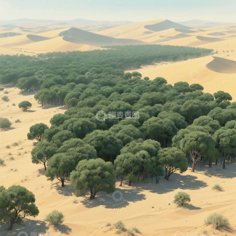 高清大图下载【趣麦麦图】沙漠绿洲生机盎然