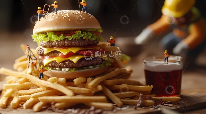 高清大图下载【趣麦麦图】创意美食摄影汉堡薯条创意照