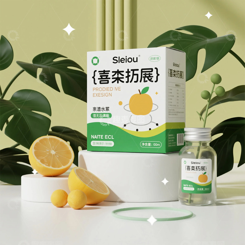 高清大图下载【趣麦麦图】-清新柠檬保健品包装设计