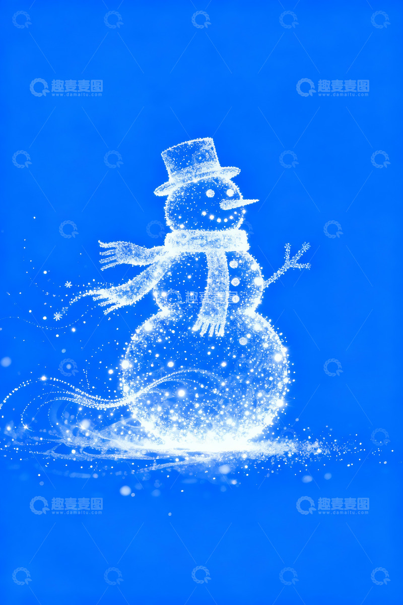 高清大图下载【趣麦麦图】极简光点创意雪人9