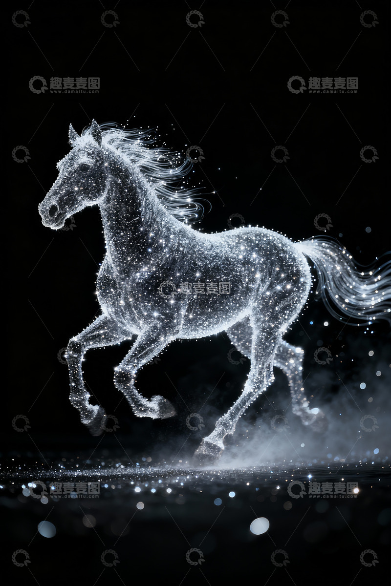 高清大图下载【趣麦麦图】骏马奔腾粒子弥散9