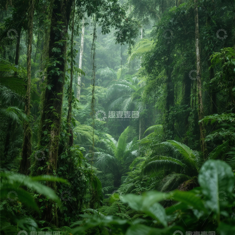 高清大图下载【趣麦麦图】热带雨林茂密植被绿色景观