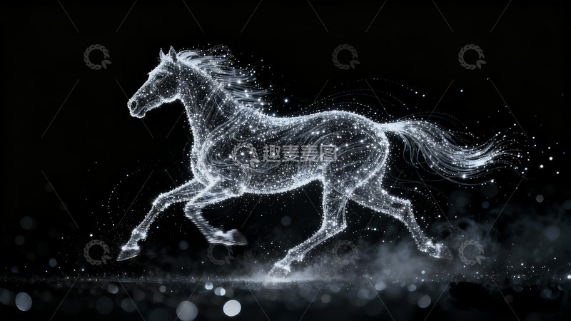 高清大图下载【趣麦麦图】骏马奔腾粒子弥散5