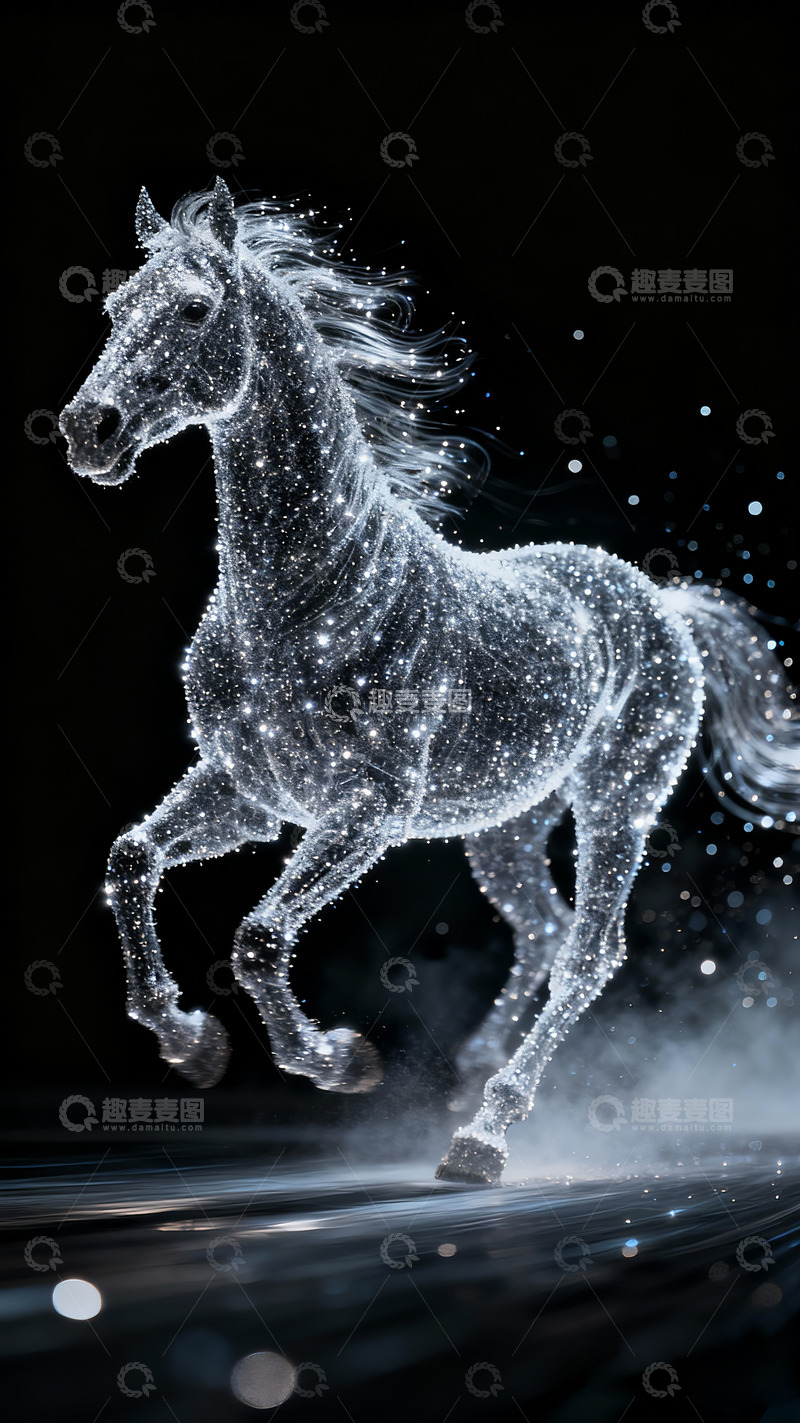 高清大图下载【趣麦麦图】骏马奔腾粒子弥散3