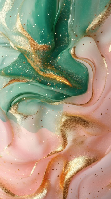 金色闪粉绿粉色轻纱背景