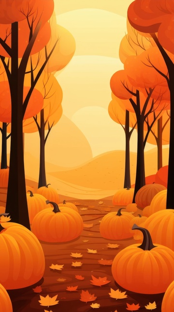 手绘简约秋季枫树插画