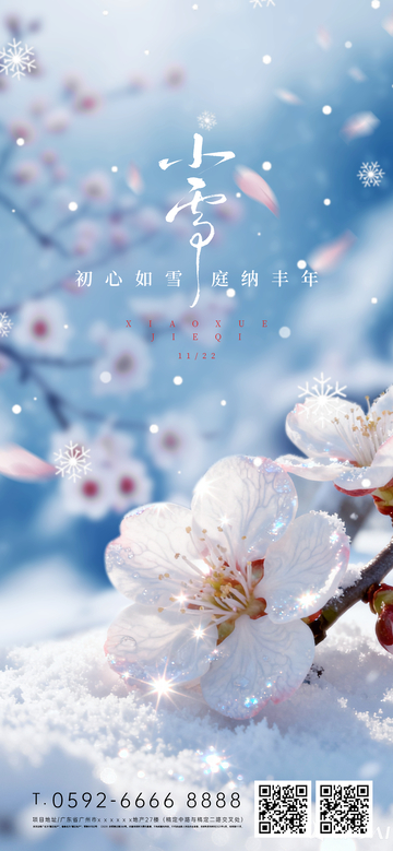 雪景梅花宣传海报设计