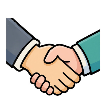 手绘卡通手部合作握手免抠元素