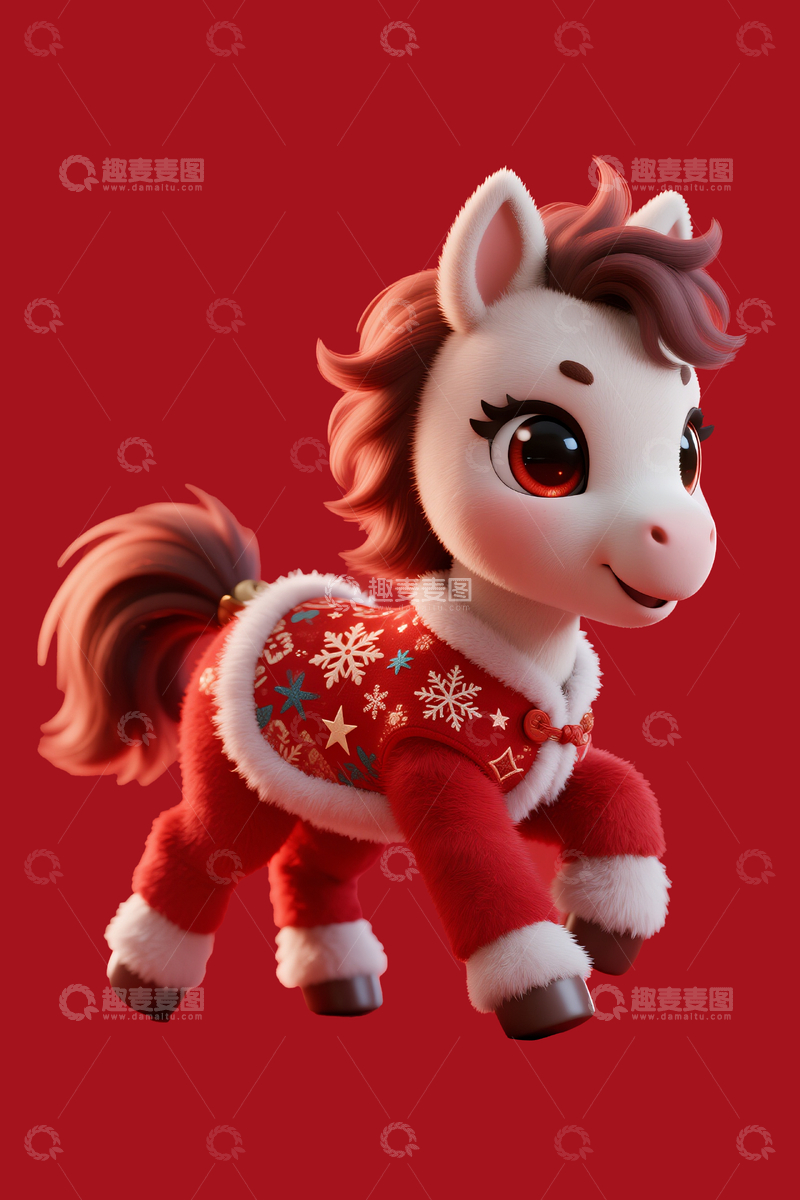 源文件下载【趣麦麦图】马年春节主题立体小马3
