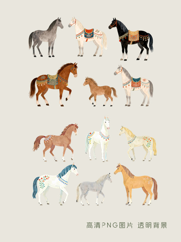 彩绘马匹插画素材