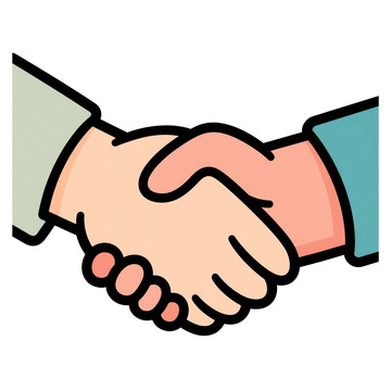 手绘卡通手势握手免抠元素