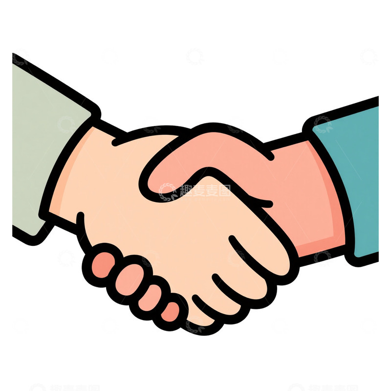 高清大图下载【趣麦麦图】-手绘卡通手势握手免抠元素