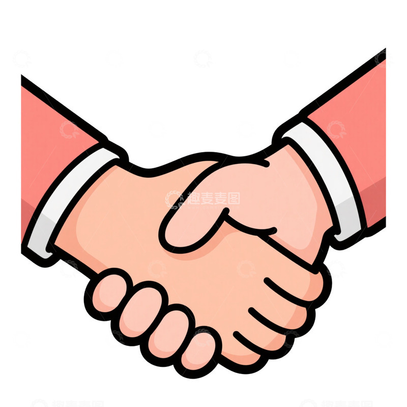 高清大图下载【趣麦麦图】-手绘卡通手部握手免抠元素