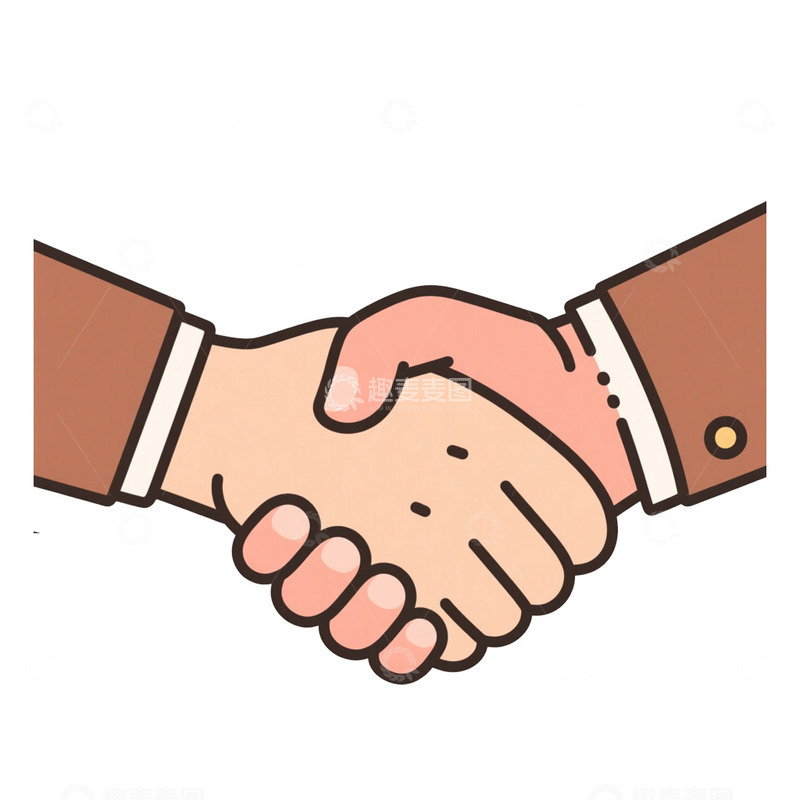 高清大图下载【趣麦麦图】-手绘卡通手握手免抠元素