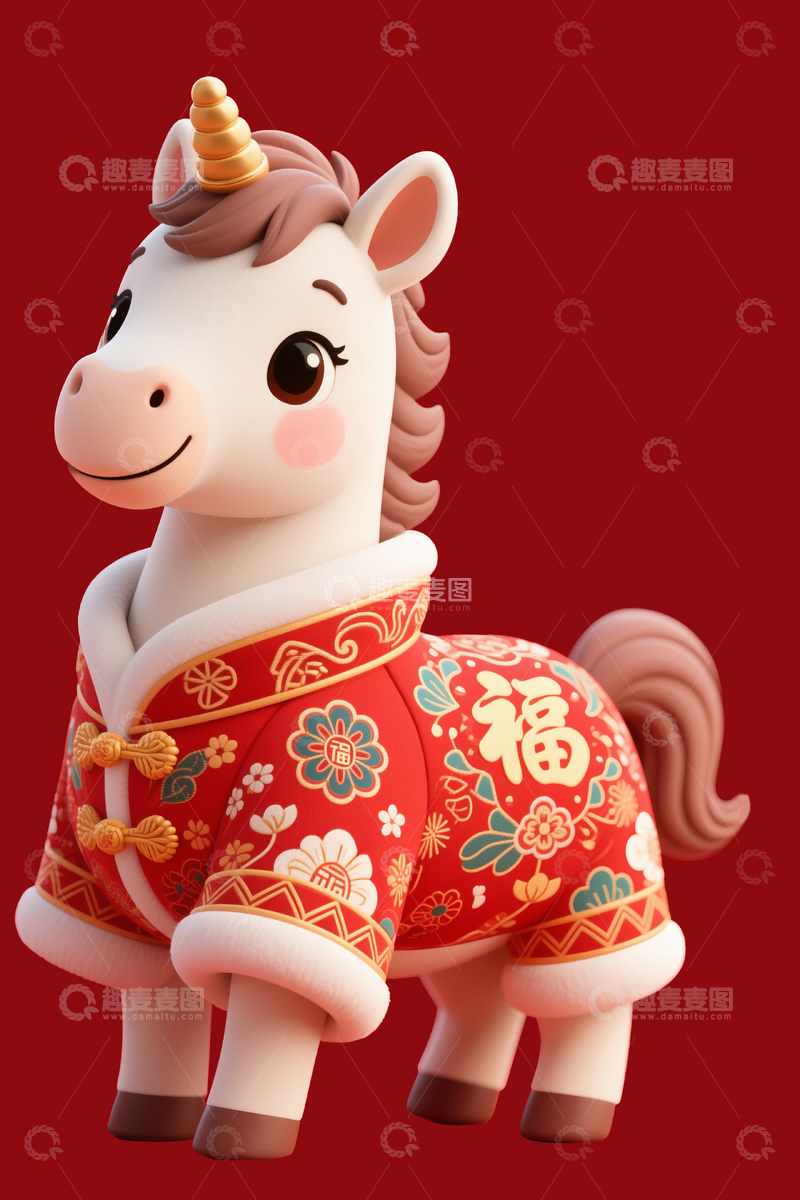 源文件下载【趣麦麦图】马年春节主题立体小马5