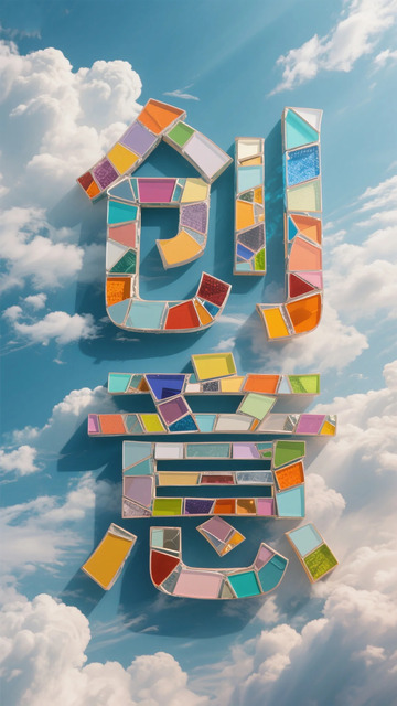 创意玻璃字天空背景图
