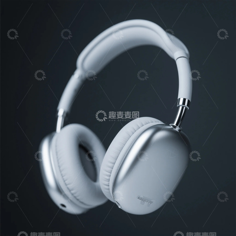 高清大图下载【趣麦麦图】-简约白色头戴耳机产品展示