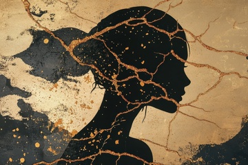 花岗岩上的少女背景