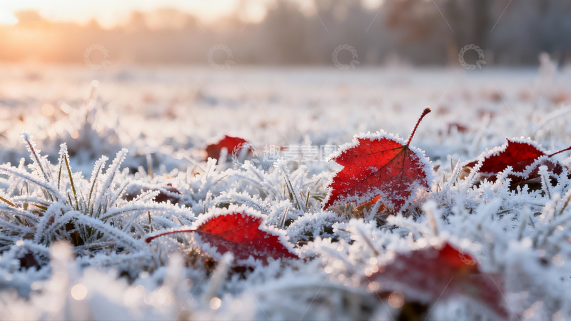 高清大图下载【趣麦麦图】落叶白霜枫叶