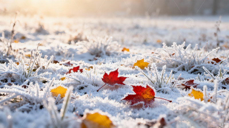 高清大图下载【趣麦麦图】-初冬落叶白霜暖阳