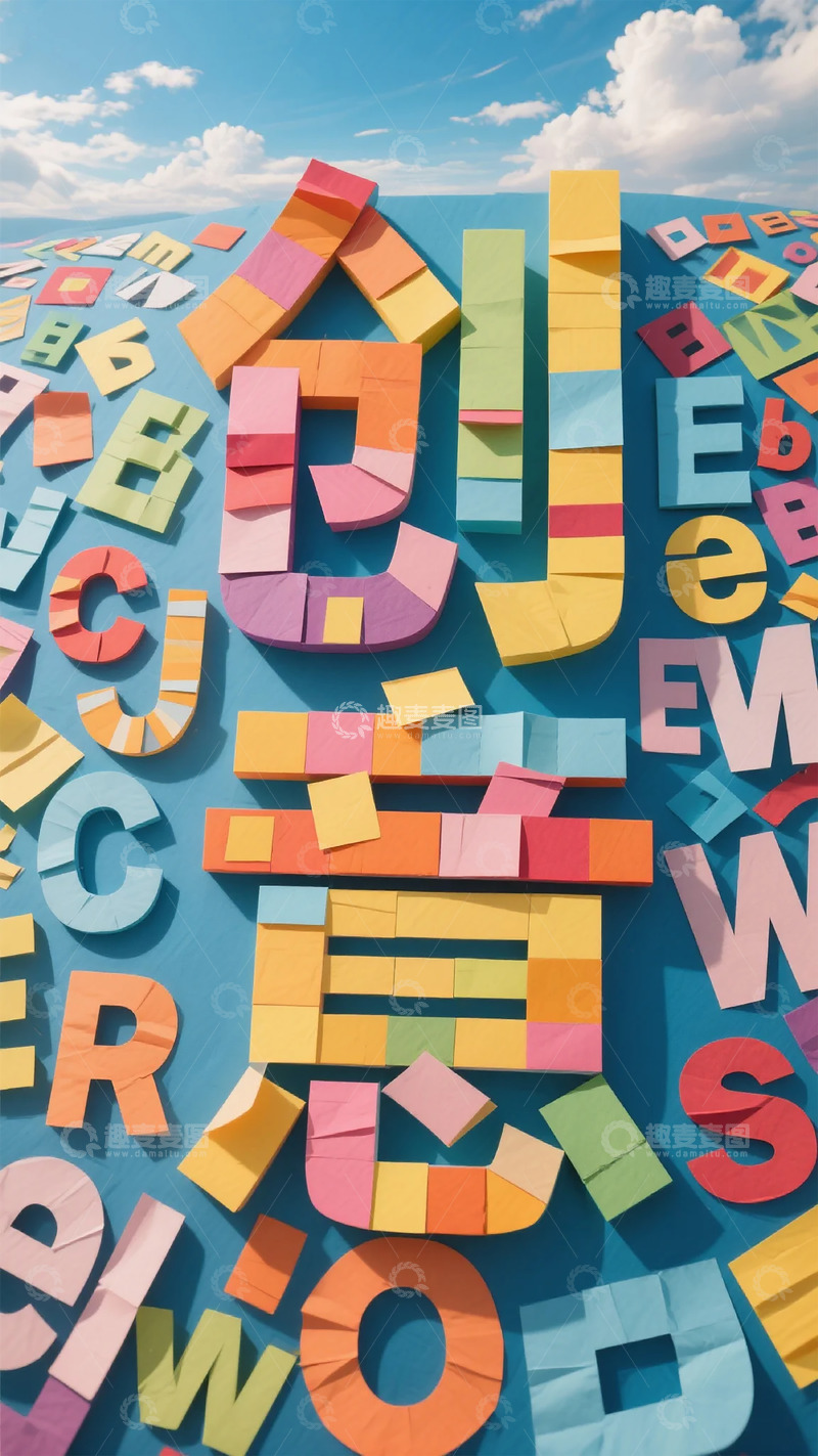高清大图下载【趣麦麦图】多彩字母创意拼贴艺术