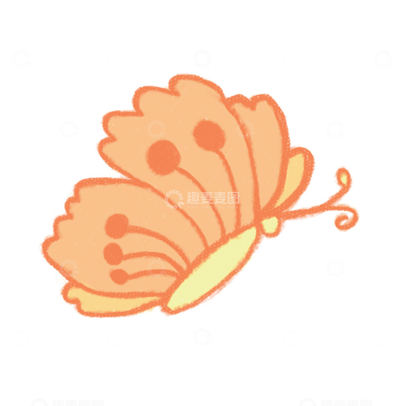 高清大图下载【趣麦麦图】-卡通橙色蝴蝶插画