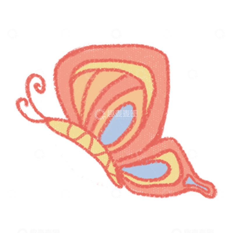 高清大图下载【趣麦麦图】-彩绘蝴蝶图案插画设计素材