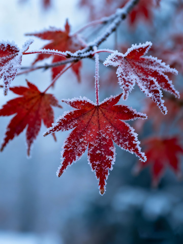秋末冬初枫叶白霜3