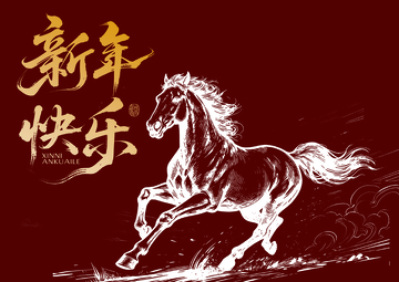 马年祝福插画设计