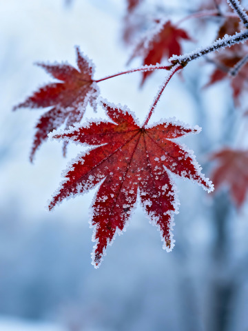 秋末冬初枫叶白霜9