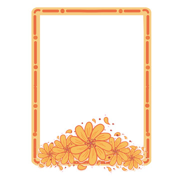 橙色花朵边框装饰素材