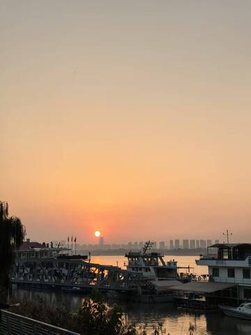 海港落日风景摄影