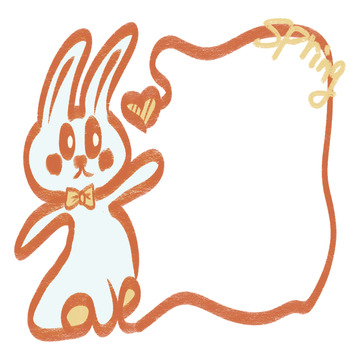 可爱卡通兔子边框插画