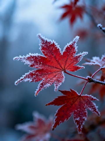 秋末冬初枫叶白霜5