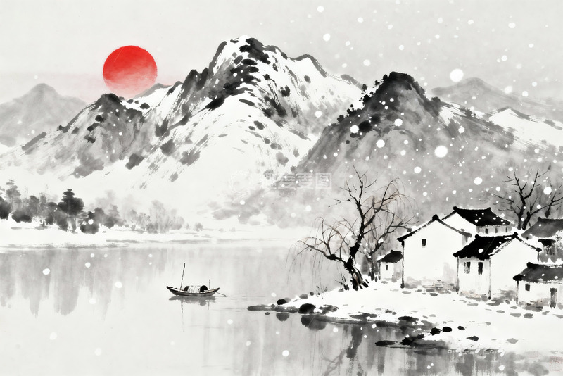高清大图下载【趣麦麦图】极简水墨画中国风7