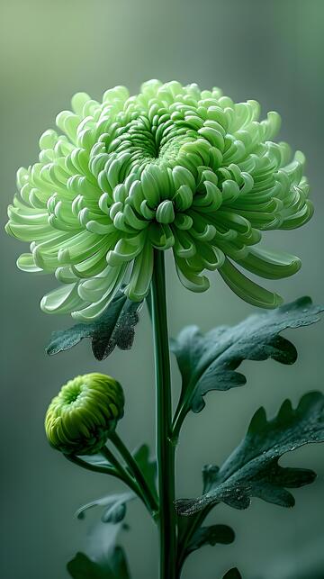 秋天治愈系粉绿色菊花8