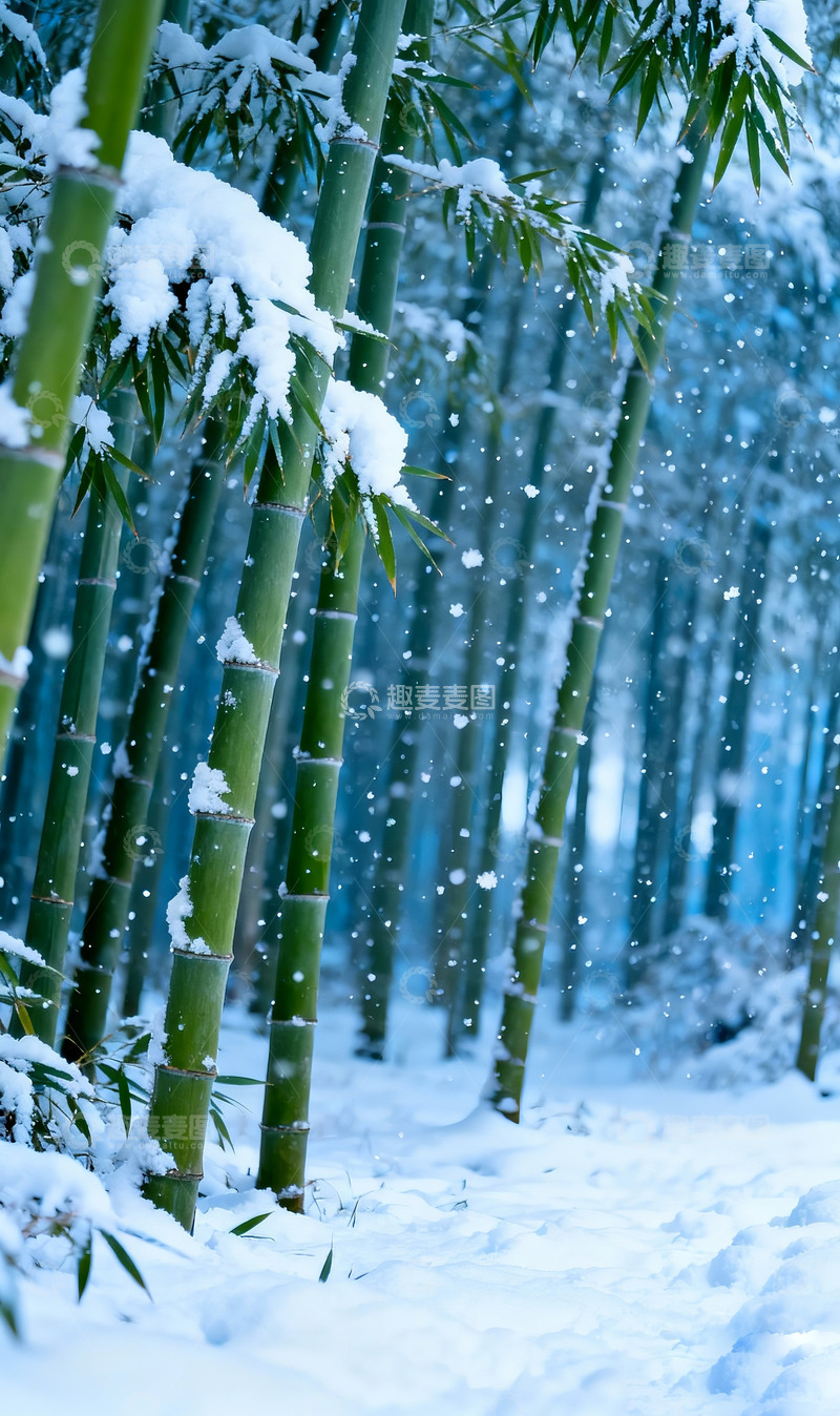 高清大图下载【趣麦麦图】雪后竹林风景摄影9
