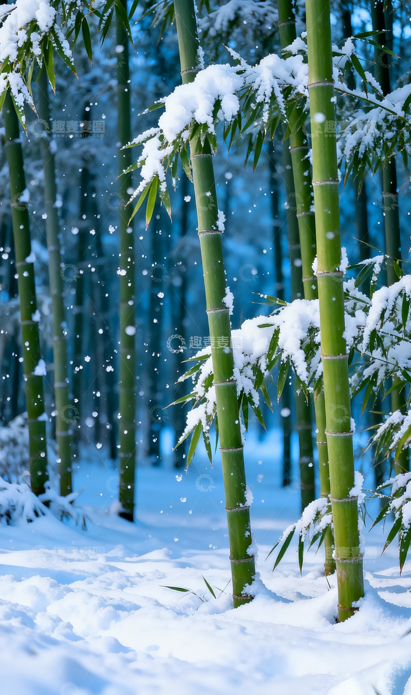 高清大图下载【趣麦麦图】雪后竹林风景摄影8