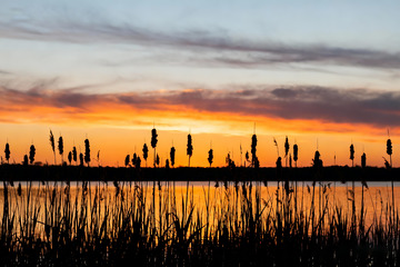 秋季晚霞夕阳西下